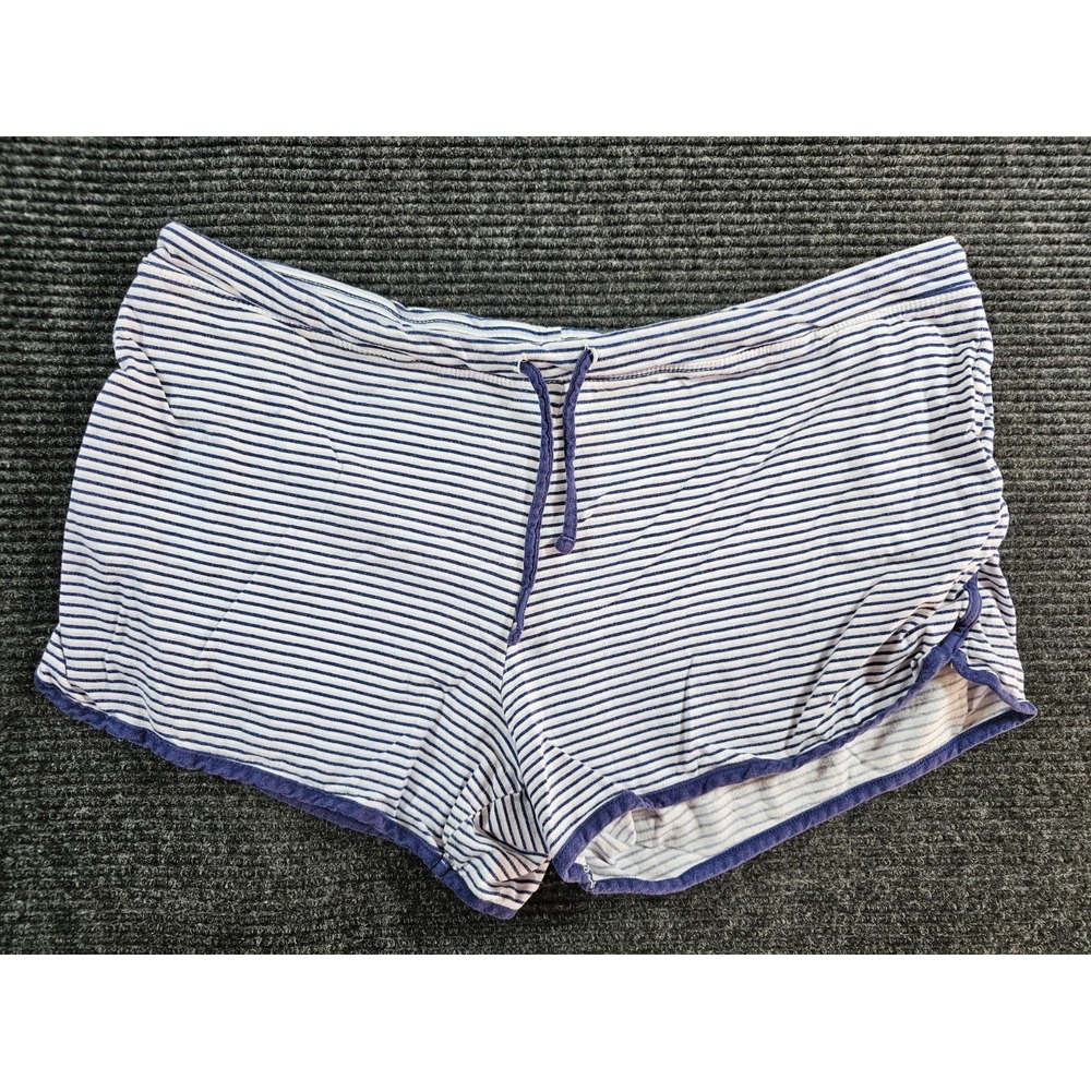 Carole Hochman Pajama Shorts Womens XL Blue White Striped Cotton Loungewear